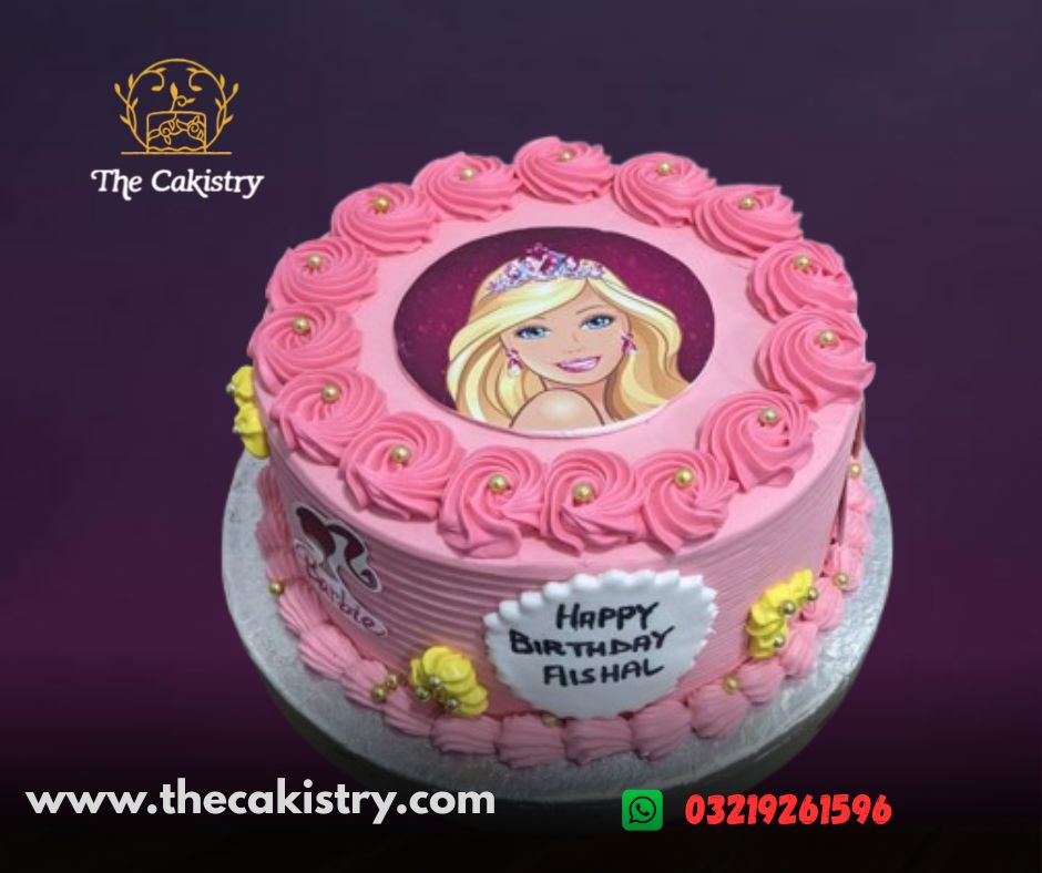 Barbie Picture Cake in baby Pink from The Cakistry - frontal