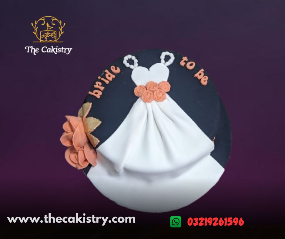 Black and white Bride to be Cake from The Cakistry - frontal