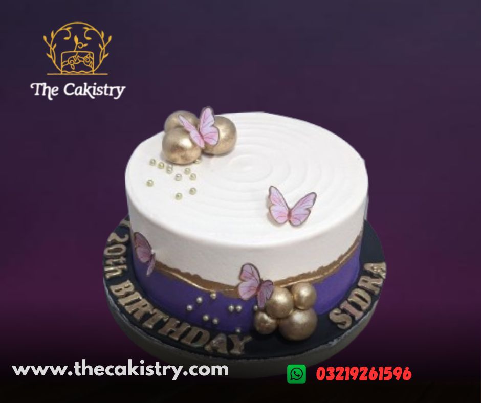 Butterflies theme Cake for girls with a touch of gold from The Cakistry