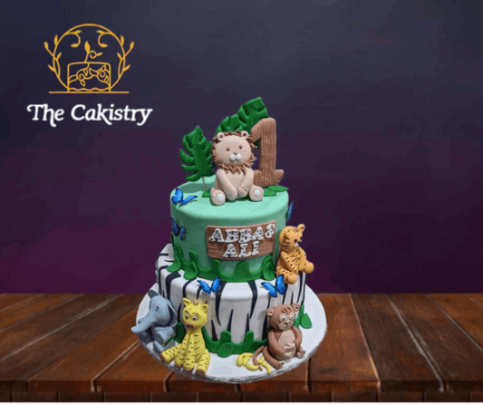Custom Animal Cake wild one, 2 tier frontal