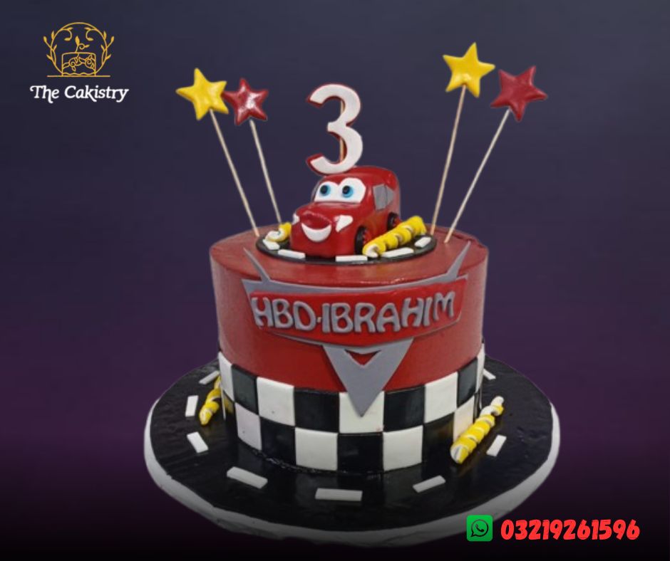Mcqueen car theme cake from The Cakistry - frontal