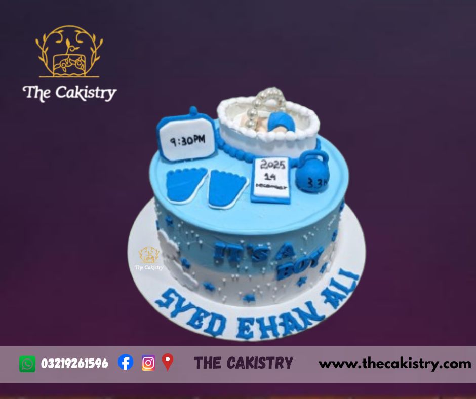 Boy Welcome Cake from The Cakistry - frontal