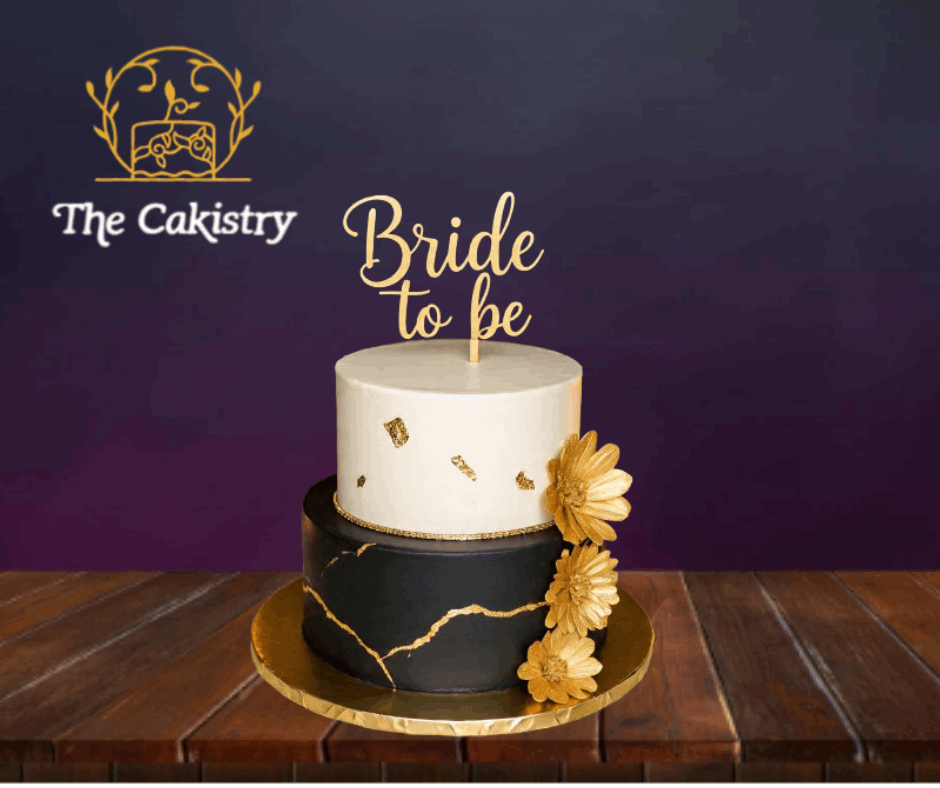 bride take gold, white and black color