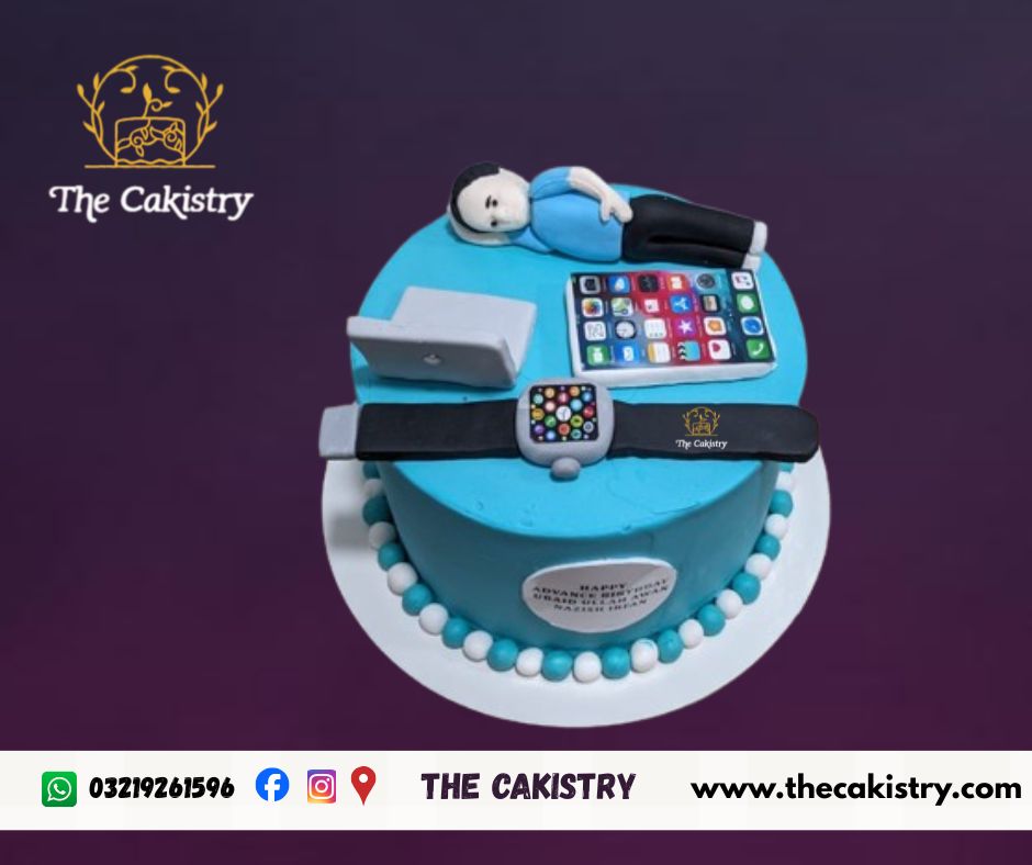 iPhone, Laptop, and Smartwatch themed Cake from The Cakistry