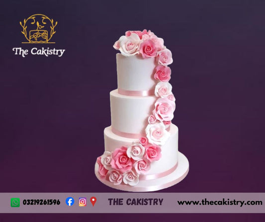 3-tiered Floral Wedding Cake from The Cakistry