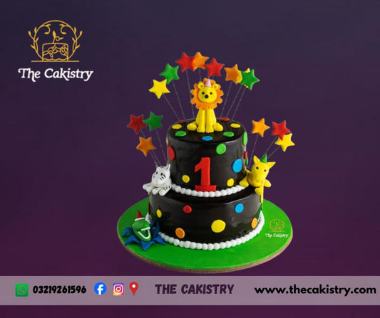 Animal themed First Birthday Cake from The Cakistry