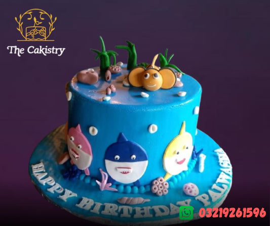Baby Shark theme cake Karachi from The Cakistry - frontal