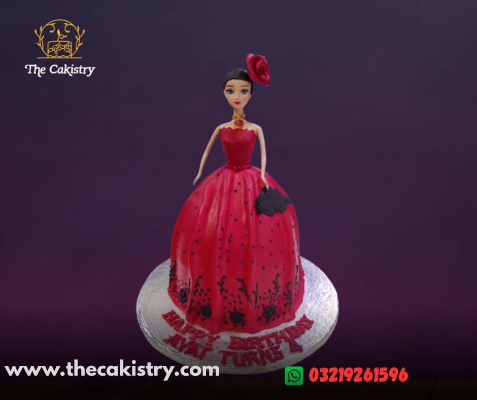Barbie Doll Cake in standing position from The Cakistry - frontal