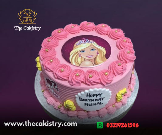 Barbie Picture Cake in baby Pink from The Cakistry - frontal