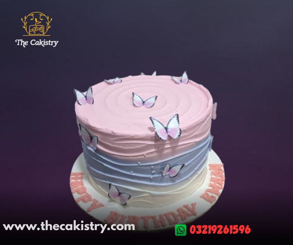 Butterfly cake design made with buttercream by The Cakistry - frontal