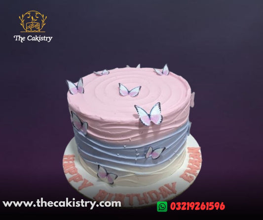Butterfly cake design made with buttercream by The Cakistry - frontal