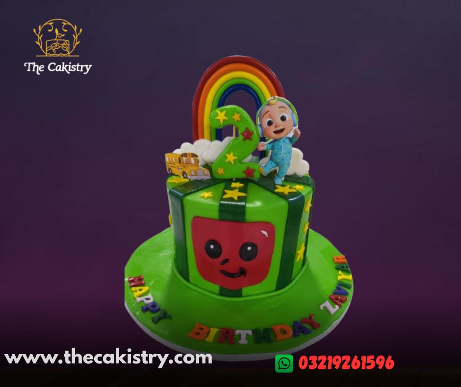 Cocomelon theme cake for kids from The Cakistry - frontal