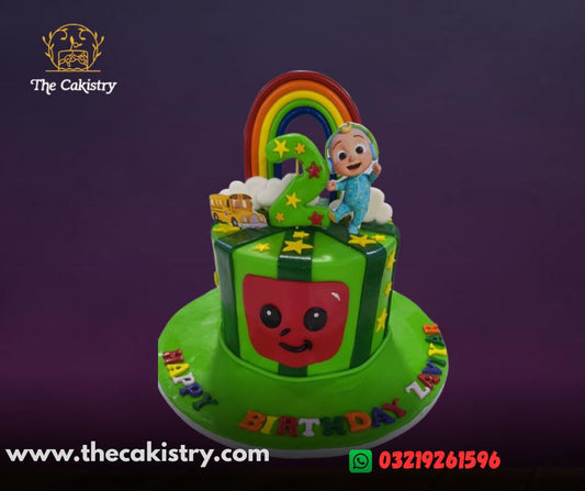Cocomelon theme cake for kids from The Cakistry - frontal