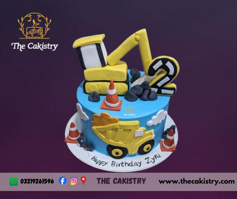 Construction Theme Cake for Boy from The Cakistry in Karachi - frontal
