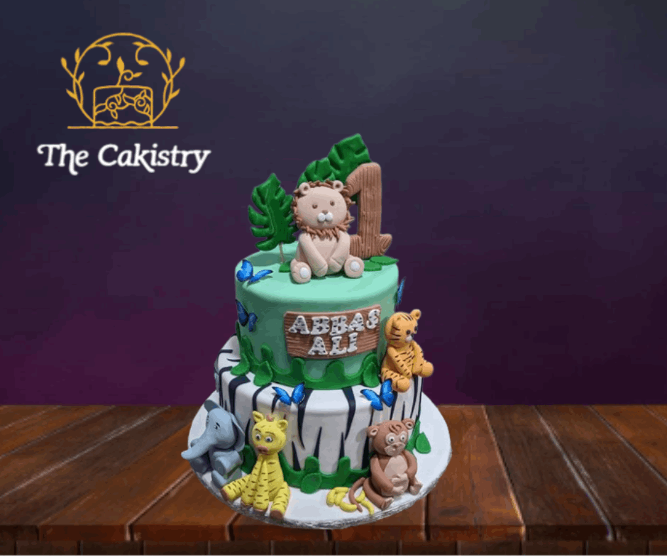 Custom Animal Cake wild one, 2 tier frontal