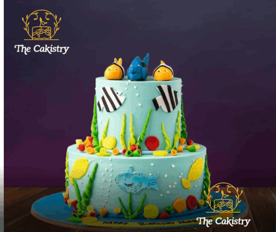 Two-tiered Finding Memo theme Cake from The Cakistry - frontal