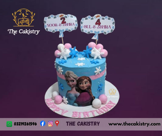 Frozen themed Cake featuring Elsa and Anna from The Cakistry - frontal