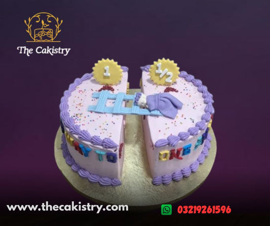 Half Birthday Cake for Boy made with buttercream and fondant from The Cakistry frontal