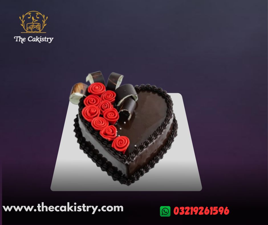 Heart Shape Chocolate Cake with flowers from The Cakistry - frontal