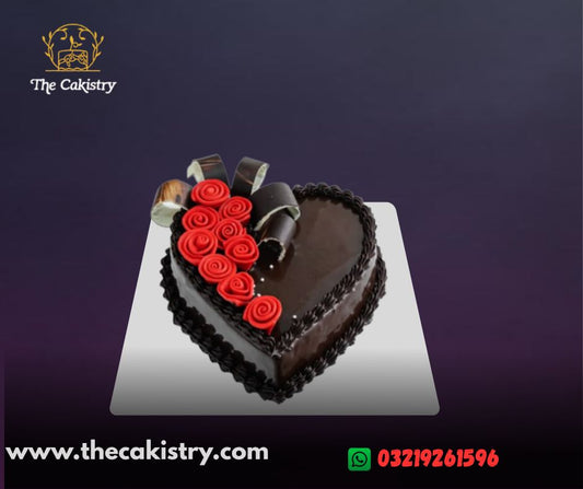 Heart Shape Chocolate Cake with flowers from The Cakistry - frontal