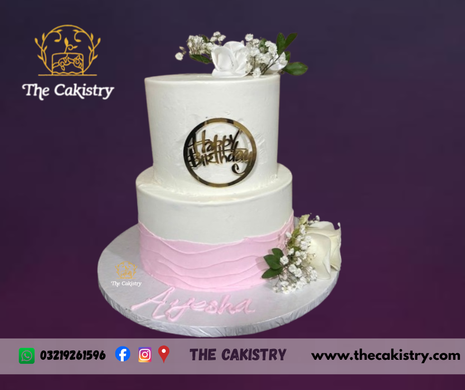 Pink and white floral buttercream cake from The Cakistry
