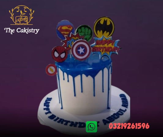 Super Heroes Theme Cake - Frontal