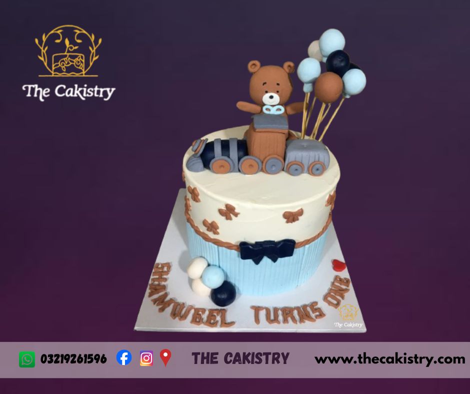 Teddy bear and Train themed Cake from The Cakistry