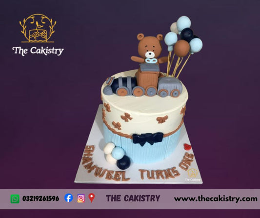 Teddy bear and Train themed Cake from The Cakistry