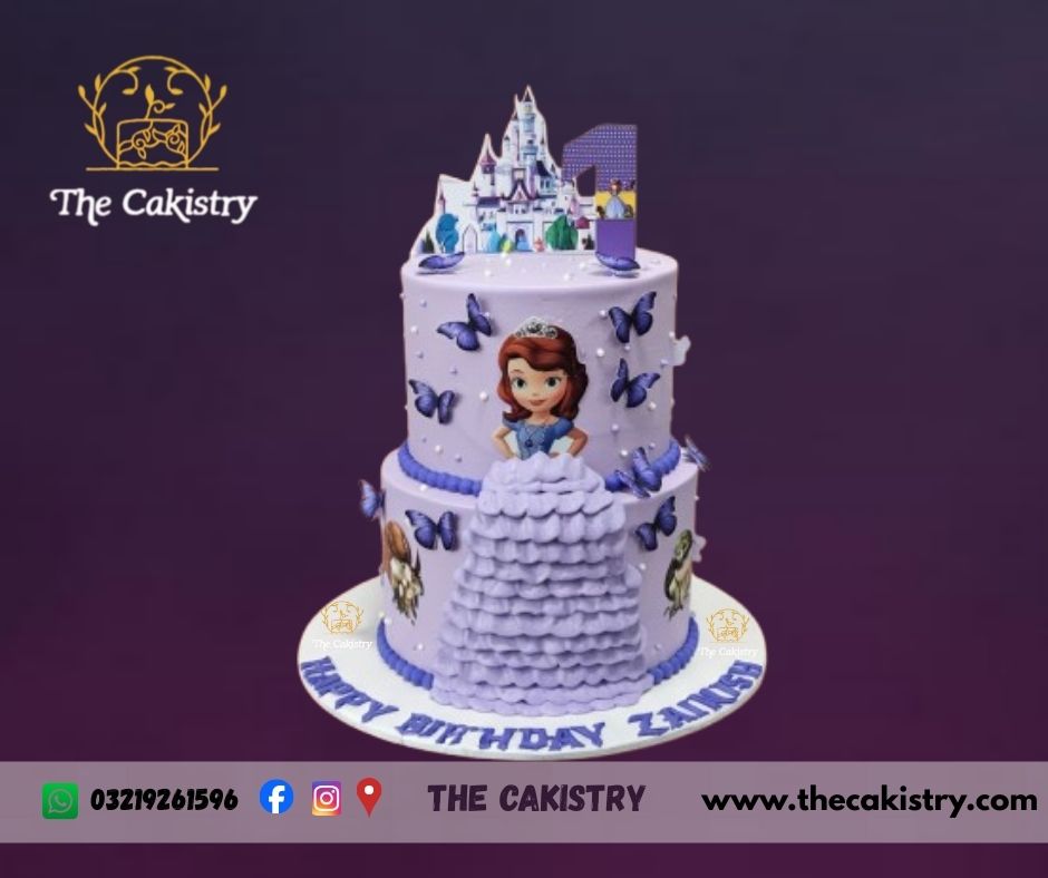 Two-tiered Sofia the First Cake from The Cakistry in Karachi - frontal