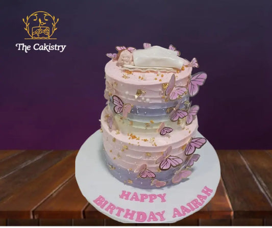 Two tiered Baby shower cake - Frontal
