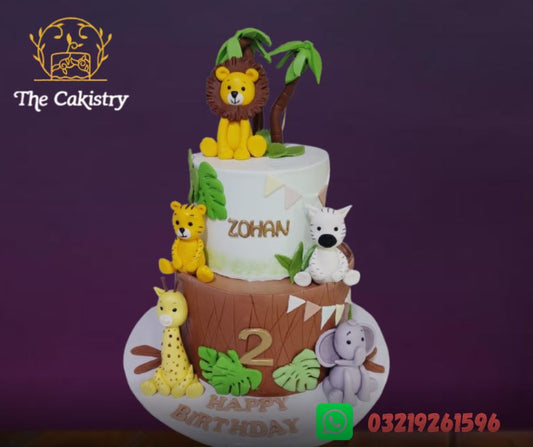 2 tiered Wild One theme birthday cake frontal