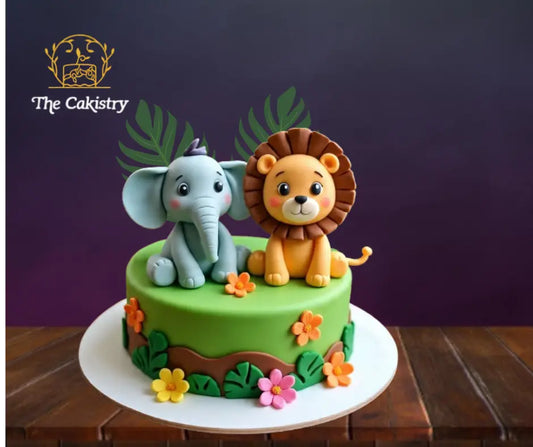 wild one cake jungle animal fondant frontal